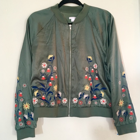 green floral bomber jacket